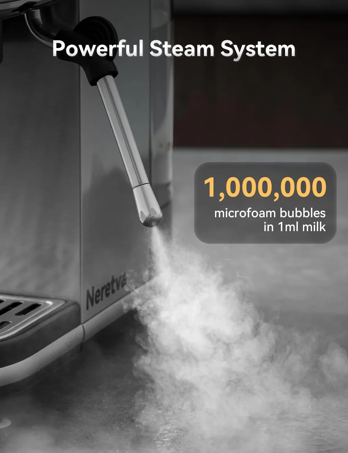 Neretva Machine a Cafe, 20 Bar Cafetière Expresso 1350W Compacte En Acier Inoxydable Avec Mousseur À Lait & Écran LED Machine à Cafe Utiliser Pour La Maison Capacité 1,3L - Espresso/Macchiato/Latte